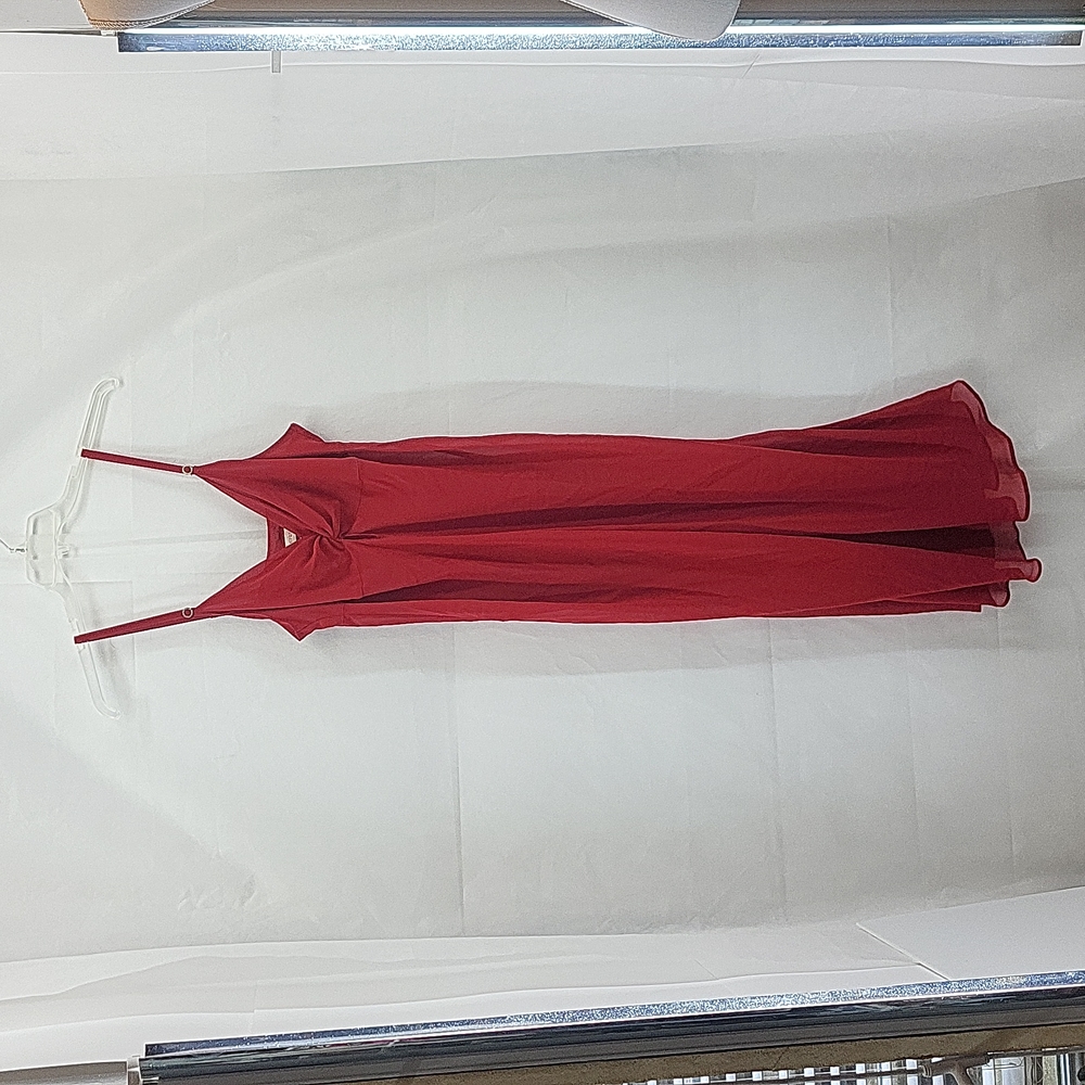 CACIQUE Red & Rhinestone Sheer Sexy Negligee' Strappy Nightgown